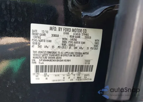 2011 Ford Explorer Xlt from USA, damaged, VIN 1FMHK8D8XBGA10391